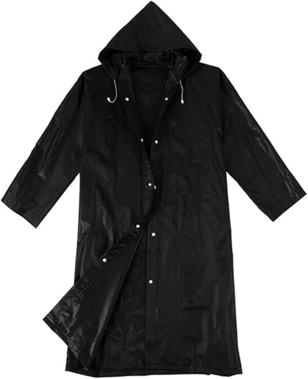 Poncho de pluie solide à manches longues avec capuche pour homme et femme – Image 2