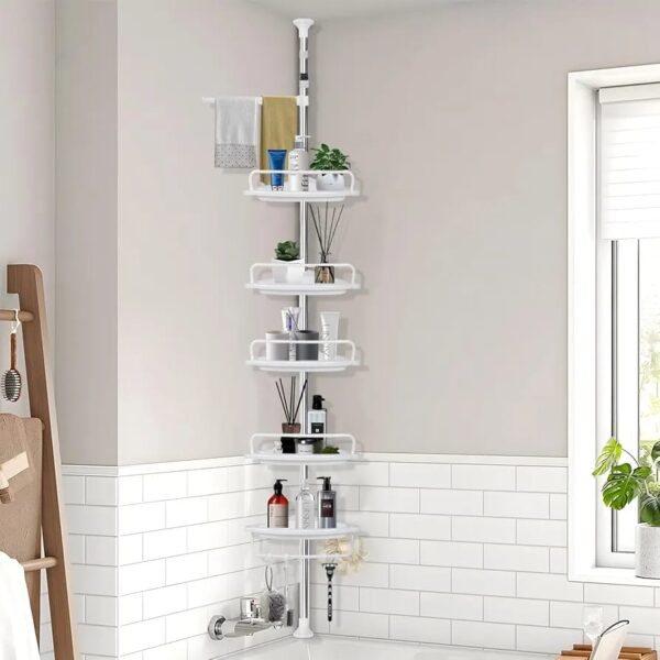 Étagère D'Angle Salle De Bain 280 Cm - Blanc/Argent – Image 2