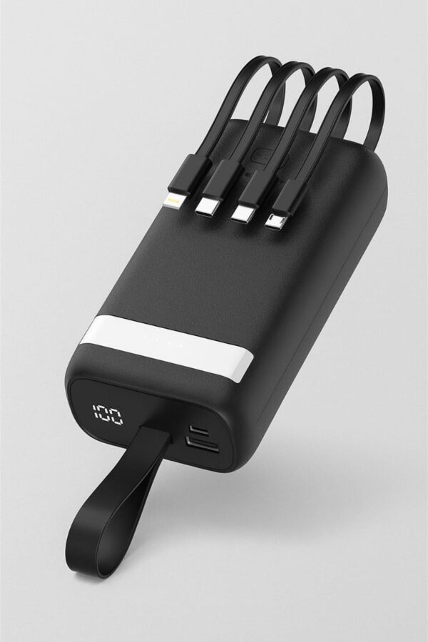 Power Bank 30000mAh avec 4 cables et 1 sortie USB